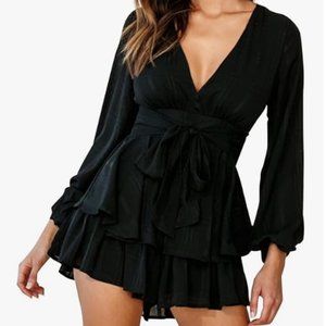 Viral Amazon Romper! Relipop Women's V Neck Long Sleeve Waist Tie